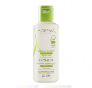 Exomega Gel Limpiador 2 en 1 Cabello y Cuerpo , 500 ml. - A-Derma