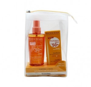 Promo Photoderm MAX Bronz SPF 50+ Aceite Seco, 200 ml. + Photoderm MAX AquaFluide Neutro SPF 50+ UVA24, 40 ml. - Bioderma
