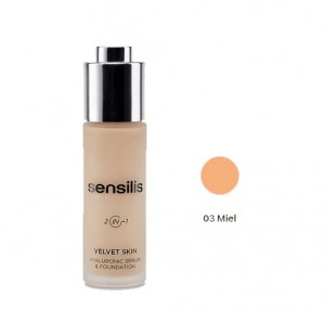 Velvet Skin Maquillaje & Serum Hialurónico Nº 3 Miel, 30 ml. - Sensilis