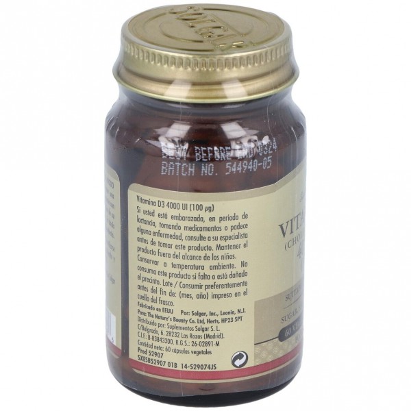 Solgar Vitamina D3 Colecalciferol 4000 Ui 100 Mcg 60 Vcaps