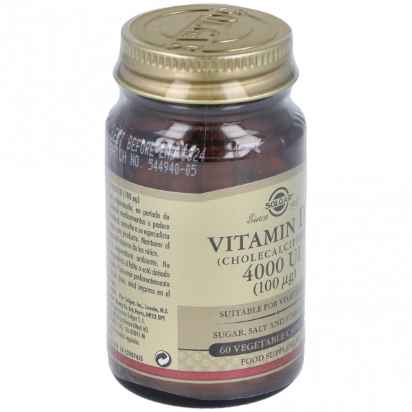 Solgar Vitamina D3 Colecalciferol 4000 Ui 100 Mcg 60 Vcaps