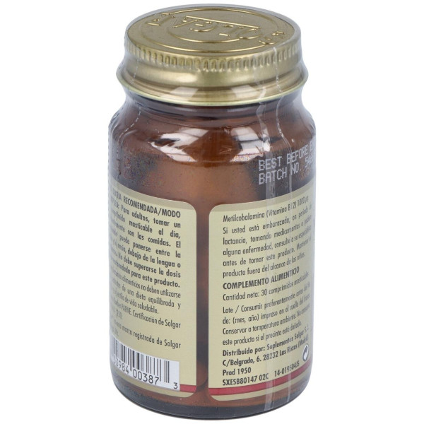 Solgar Metilcobalamina 1000Mcg 30 Comprimidos Masticables