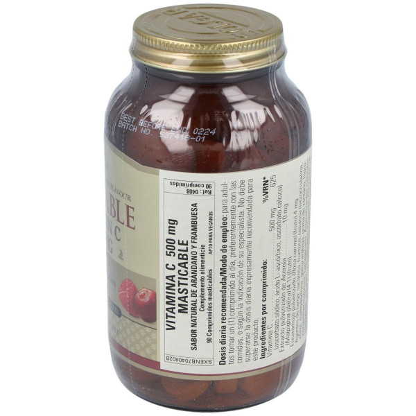 Solgar Vitamina C 500Mg Masticable Sabor Arándano Y Frambuesa 90Comp