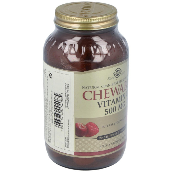 Solgar Vitamina C 500Mg Masticable Sabor Arándano Y Frambuesa 90Comp