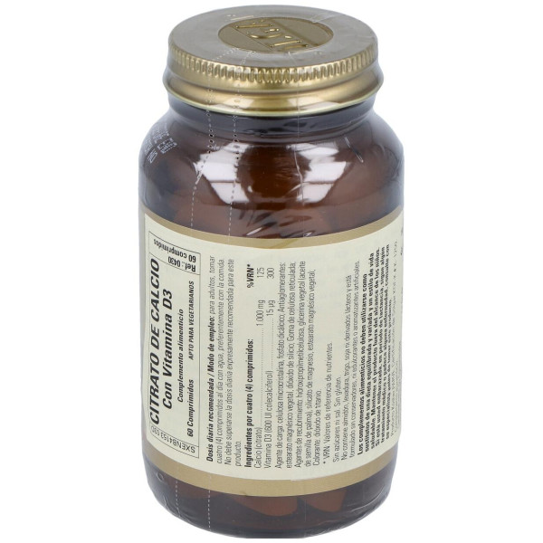 Solgar Citrato De Calcio Con Vitamina D3 60 Comprimidos
