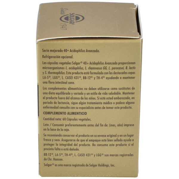 40 Plus Acidophilus Avanzado Cápsulas Vegetales 60 U