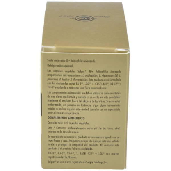 Solgar Acidofilus 40+ Avanzado 120 Cápsulas
