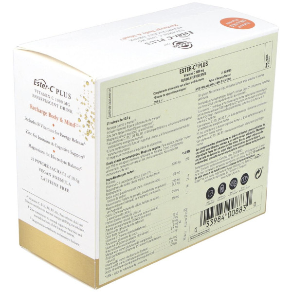 Ester-C Plus Vitamina C Polvo Efervescente 21 Unidades