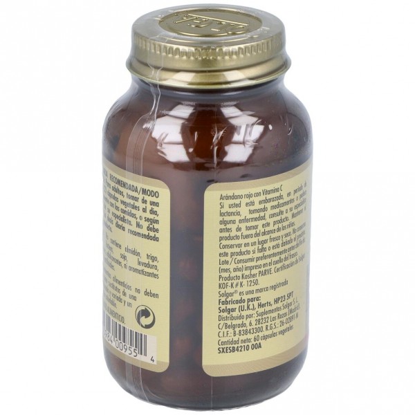 Arándano Rojo Vaccinium Macrocarpon 60 Cápsulas Vegetales