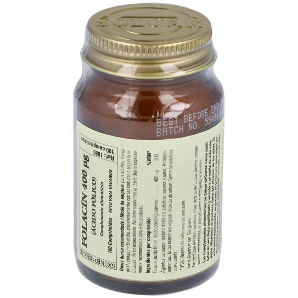 Folacin Ácido Fólico 400 Μg 100 Comprimidos