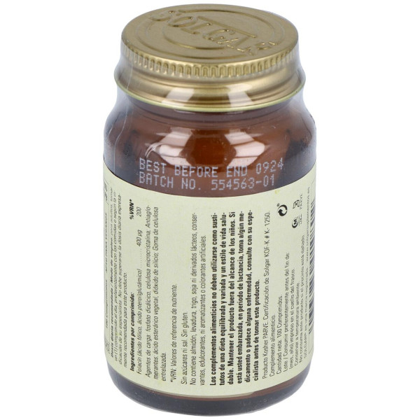 Folacin Ácido Fólico 400 Μg 100 Comprimidos