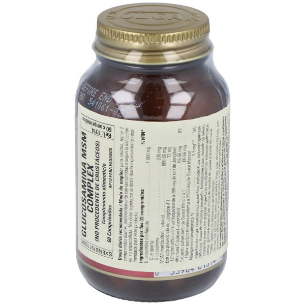 Solgar Glucosamina Msm Complex 60 Comprimidos