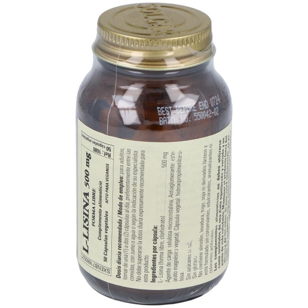 L-Lisina 500Mg. 50Vegicaps