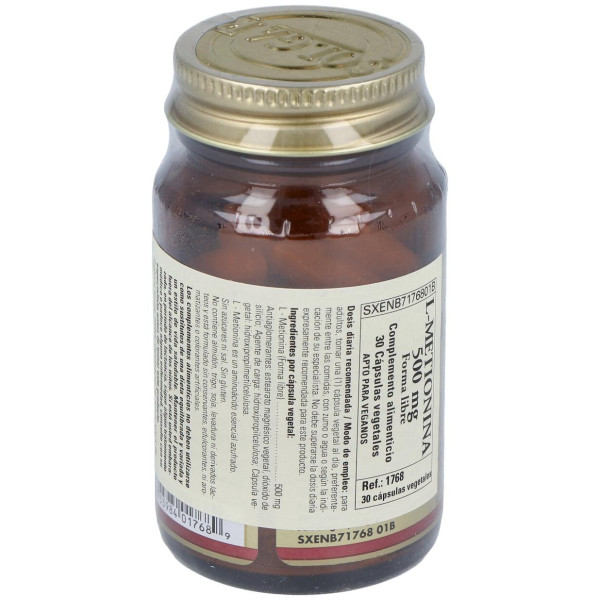 L-Metionina 500 Mg 30 Vcaps