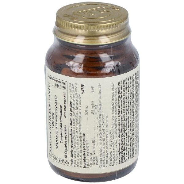 Niacina No Ruborizante 500Mg. 50Vegicaps