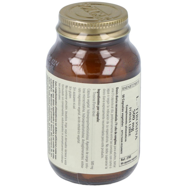 L-Tirosina 500 Mg 50 Cápsulas Vegetales