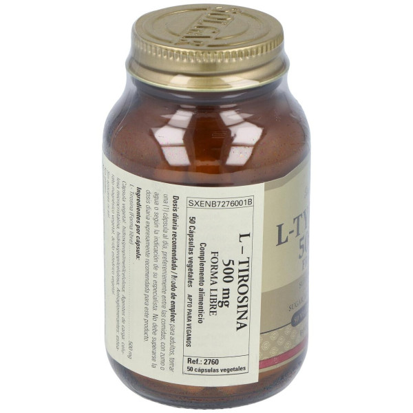 L-Tirosina 500 Mg 50 Cápsulas Vegetales