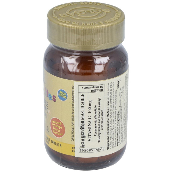 Solgar Kangavites Vitamina C 100Mg Sabor Naranja 90Comp