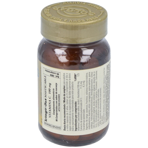 Solgar Kangavites Vitamina C 100Mg Sabor Naranja 90Comp