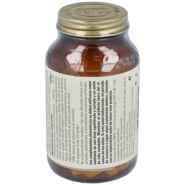 Vitamina B1 500 Mg Tiamina 100 Comprimidos