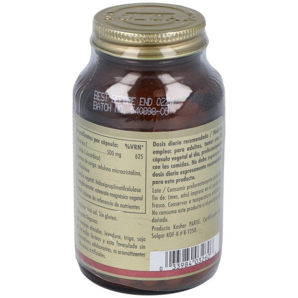 Vitamina C 500 Mg Cápsulas Vegetales 100 U