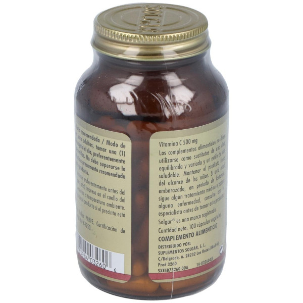Vitamina C 500 Mg Cápsulas Vegetales 100 U