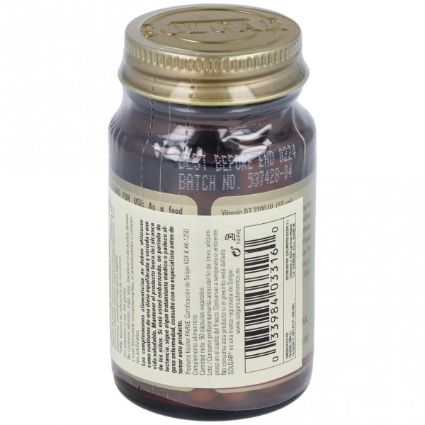Solgar Vitamina D3 2200Ui 55Mcg 50 Cápsulas