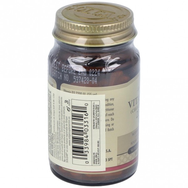 Solgar Vitamina D3 2200Ui 55Mcg 50 Cápsulas