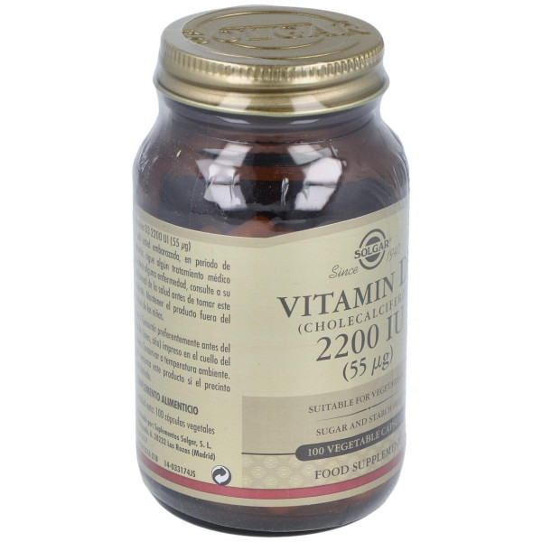 Solgar Vitamina D3 Colecalciferol 2200 Ui 55 Mcg 100 Vcaps