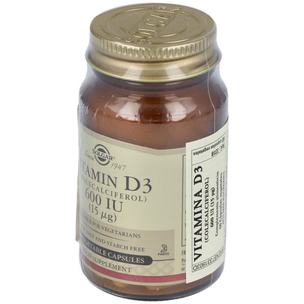 Solgar Vitamina D3 600Ui 60 Cápsulas Vegetales