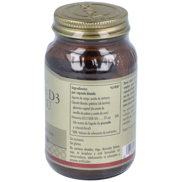 Vitamina D3 1000 Ui 25 Μg Cápsulas Blandas 100 U