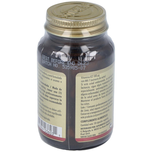 Vitamina K2 100Mcg.(Menaquinona-7) 50Cap.Veg
