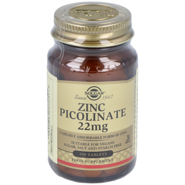 Solgar Piccolinato Zinc 22Mg 100 Comprimidos