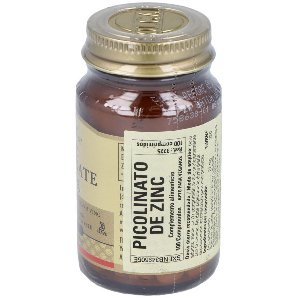 Solgar Piccolinato Zinc 22Mg 100 Comprimidos