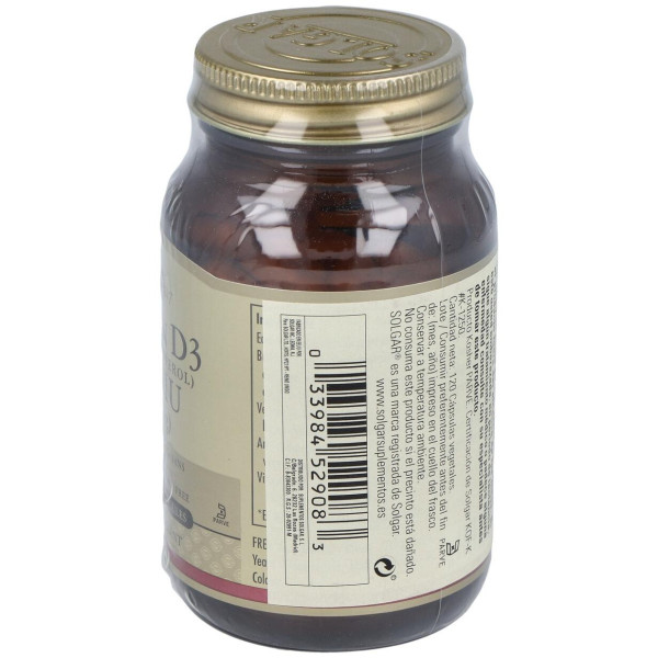 Vitamina D3 4000 Ui 100 Μg Colecalciferol Cápsulas Vegetales 120 U