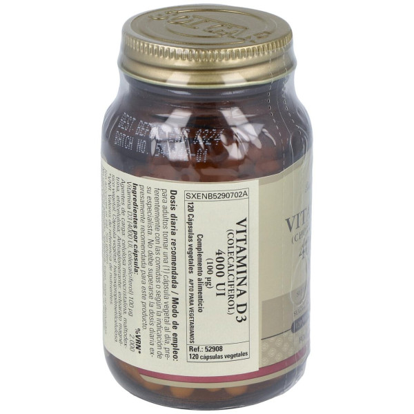 Vitamina D3 4000 Ui 100 Μg Colecalciferol Cápsulas Vegetales 120 U
