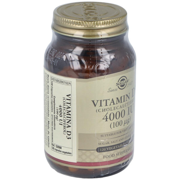 Vitamina D3 4000 Ui 100 Μg Colecalciferol Cápsulas Vegetales 120 U