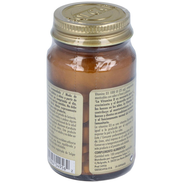 Vitamina D3 1000 Iu 25 Μg Comprimidos Masticables 100 U