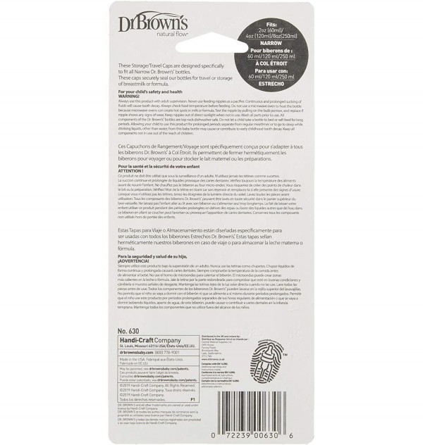 Dr Brown´S Natural Flow - Paquete Tapas De Viaje Biberon Estandar (Recambio 3 U)