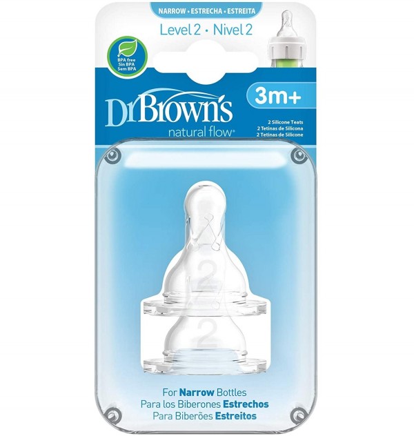 Tetina Silicona - Dr Brown´S Natural Flow Estandar (+ 3 Meses N2 2 U)