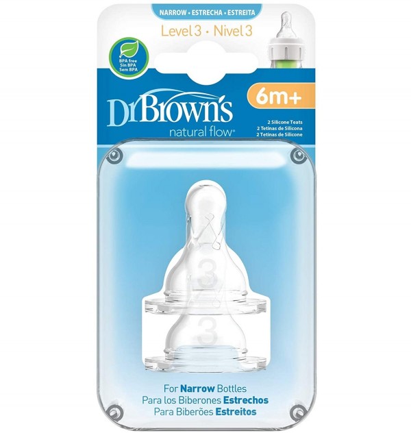 Tetina Silicona - Dr Brown´S Natural Flow Estandar (+ 6 Meses N3 2 U)
