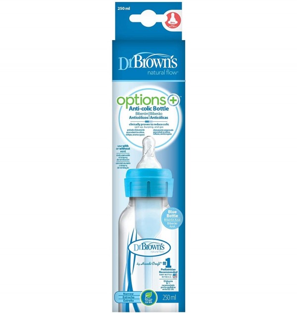 Biberon Estandar Options - Dr Brown´S Natural Flow (Azul 250 Ml Pack 2 U)
