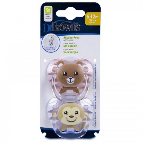 Dr. Brown'S Chupete Prevent Animal Niña, Talla 2, 2 Uds