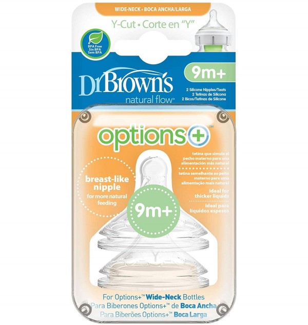 Tetina Silicona Boca Ancha Options+ - Dr Brown´S Natural Flow (Cereales 2 U)