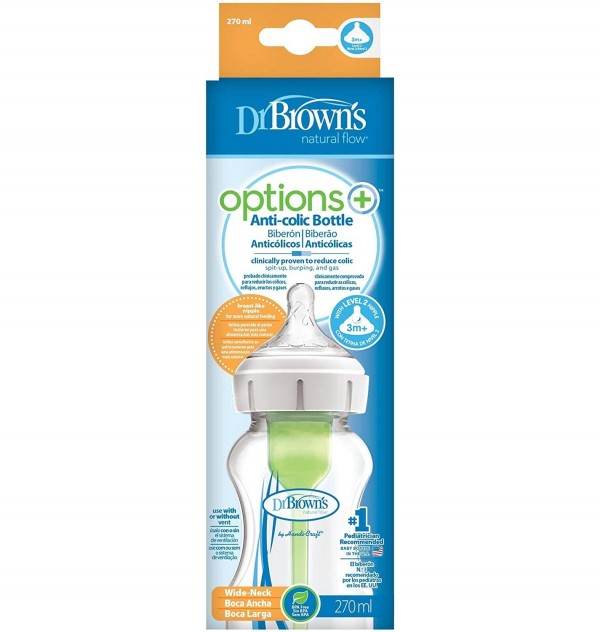 Biberon Boca Ancha Pp Options+ - Dr Brown`S Natural Flow (Tetina Nivel 2 270 Ml)