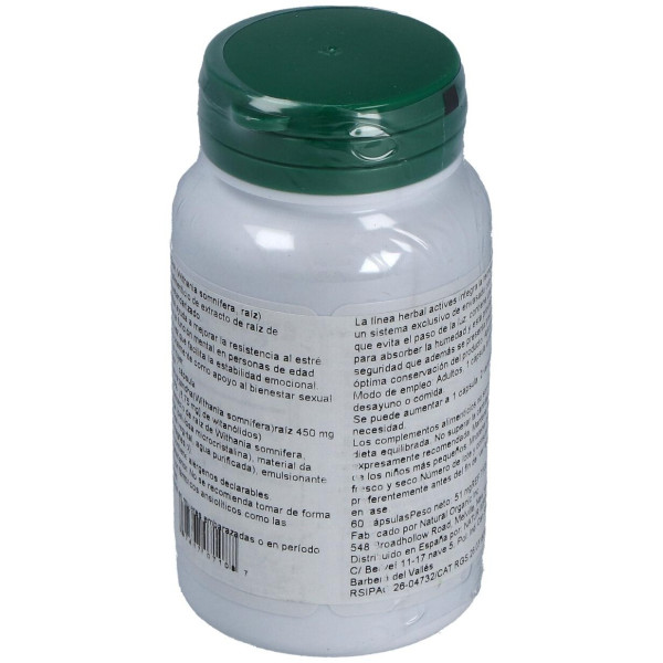 Ashwaganda Raiz 450Mg. 60Cap. Herbal Actives