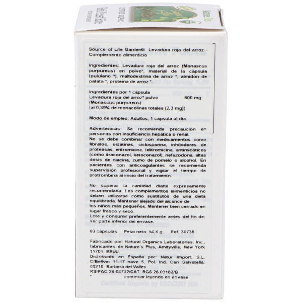 Garden Source Of Life Levadura De Arroz Rojo 60Cap