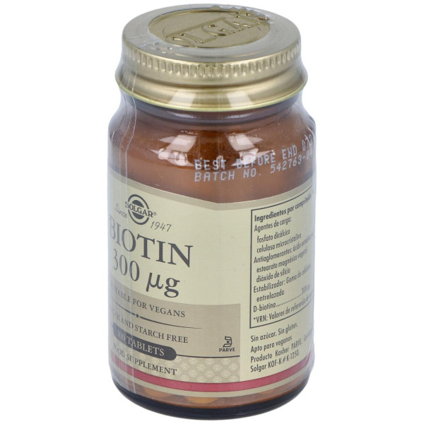 Biotina 300mg 100 Comprimidos - Solgar
