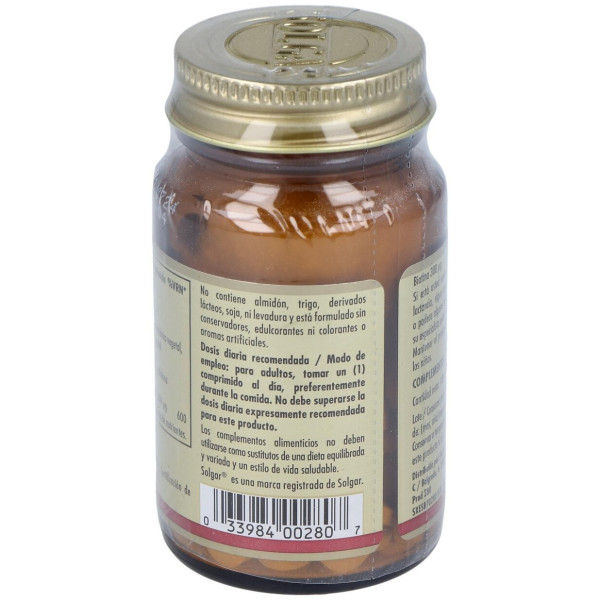 Biotina 300mg 100 Comprimidos - Solgar