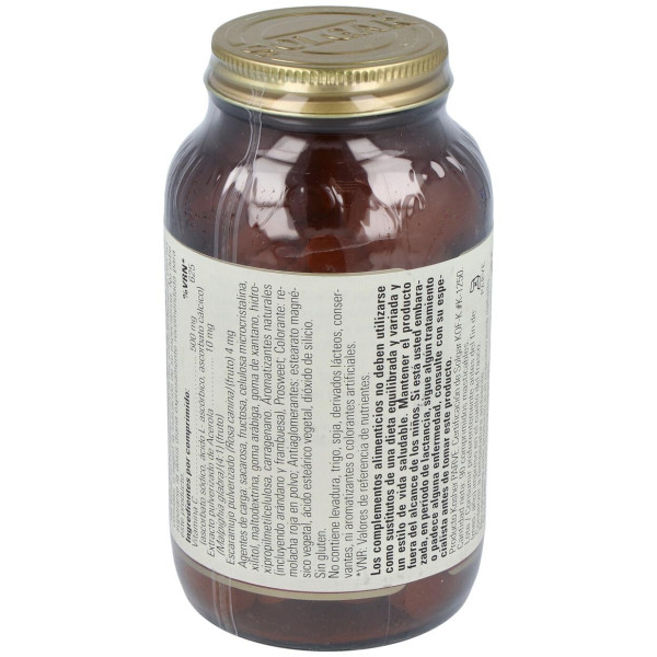Vitamina C 500mg Masticable Sabor Arándano y Frambuesa 90comp - Solgar